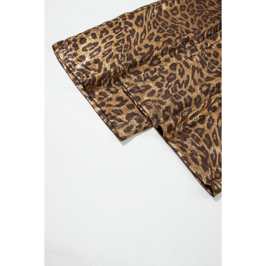 Multicolour Leopard Print Western Style Wide Leg Full Length Pants Apparel and Accessories