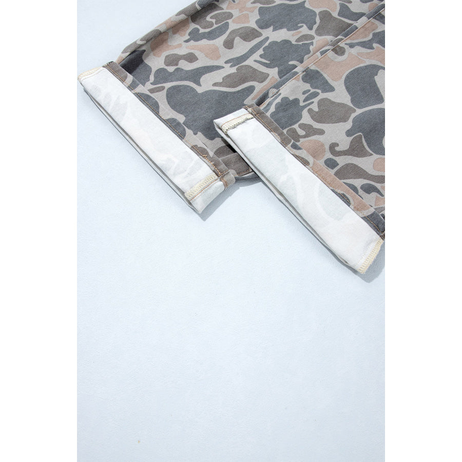 Multicolour Plus Size Camouflage Print High Rise Barrel Jeans Size/Plus Bottoms