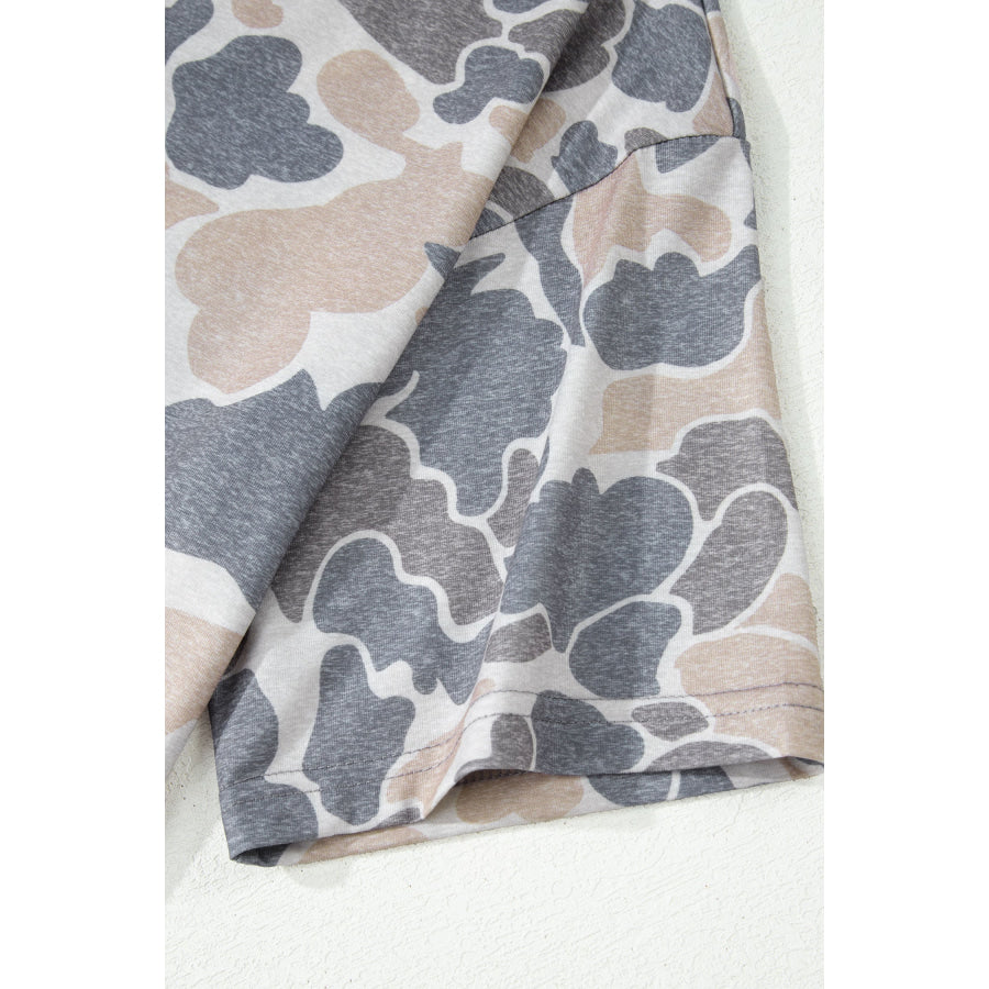 Multicolour Retro Camouflage Print Womens Casual T Shirt Tops/Tops & Tees