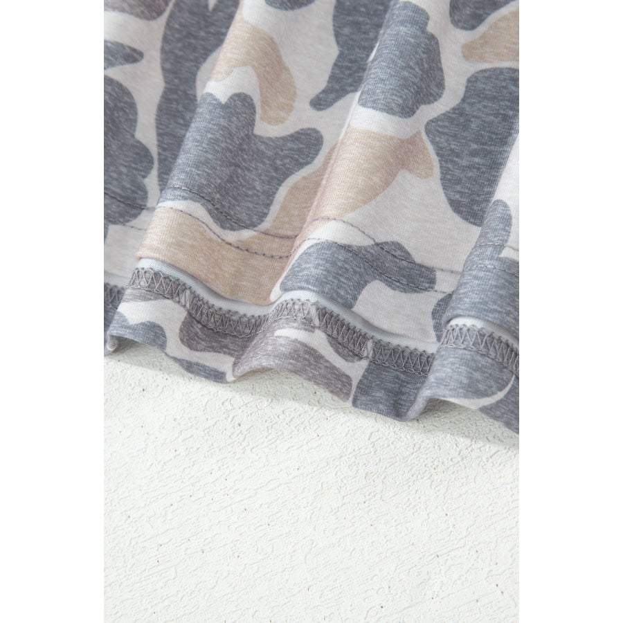 Multicolour Retro Camouflage Print Womens Casual T Shirt Tops/Tops & Tees