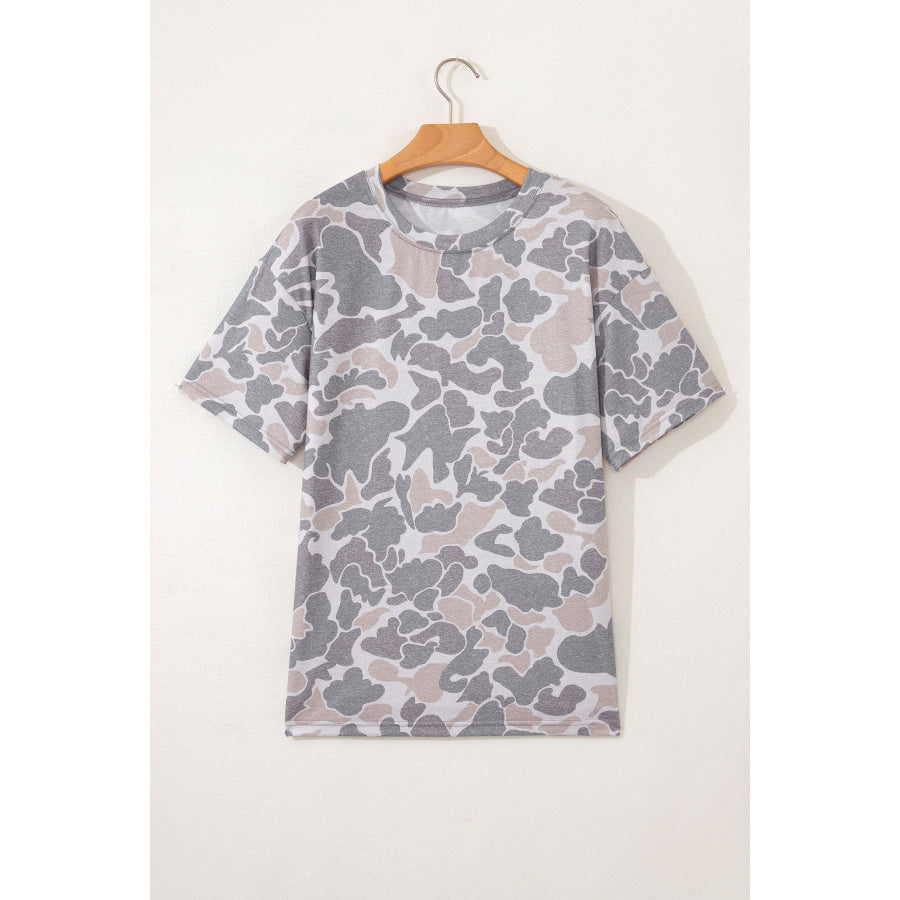 Multicolour Retro Camouflage Print Womens Casual T Shirt Multicolour / S / 95% Polyester + 5% Elastane Tops/Tops & Tees