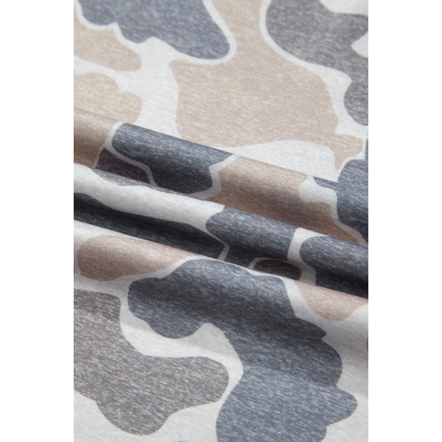 Multicolour Retro Camouflage Print Womens Casual T Shirt Tops/Tops & Tees