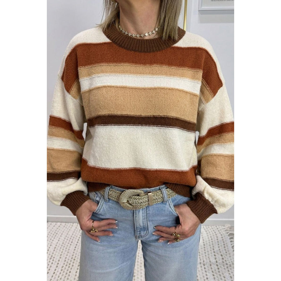 Multicolour Striped Crew Neck Long Sleeve Knit Sweater / S Sweaters & Cardigans/Sweaters