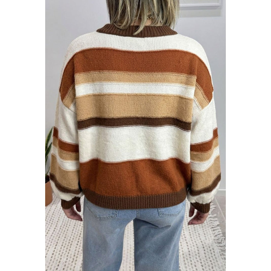Multicolour Striped Crew Neck Long Sleeve Knit Sweater Sweaters & Cardigans/Sweaters