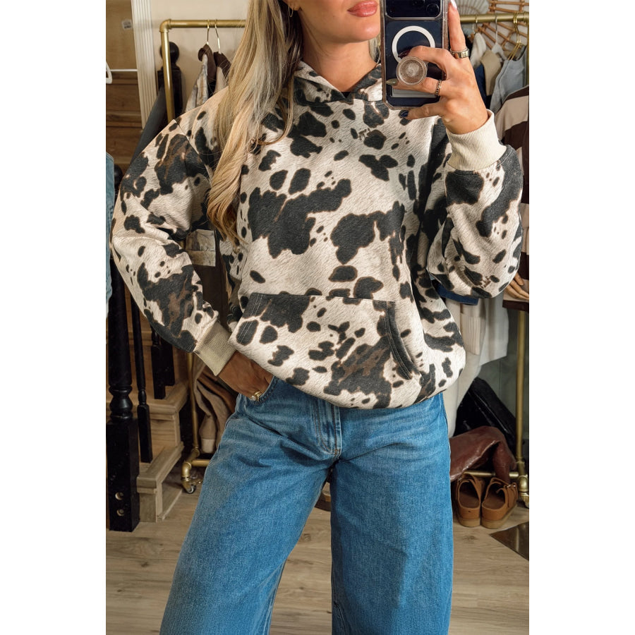 Multicolour Western Print Long Sleeve Pocket Regular Fit Hoodie / S / 100% Polyester Tops/Sweatshirts & Hoodies