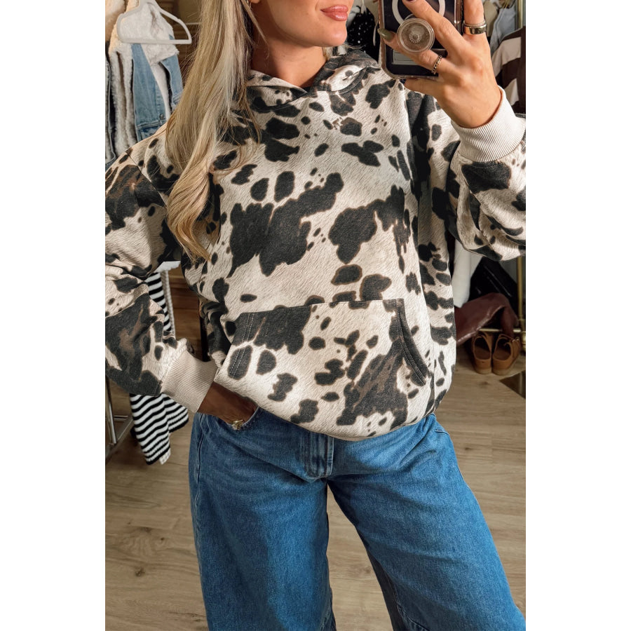 Multicolour Western Print Long Sleeve Pocket Regular Fit Hoodie / S / 100% Polyester Tops/Sweatshirts & Hoodies