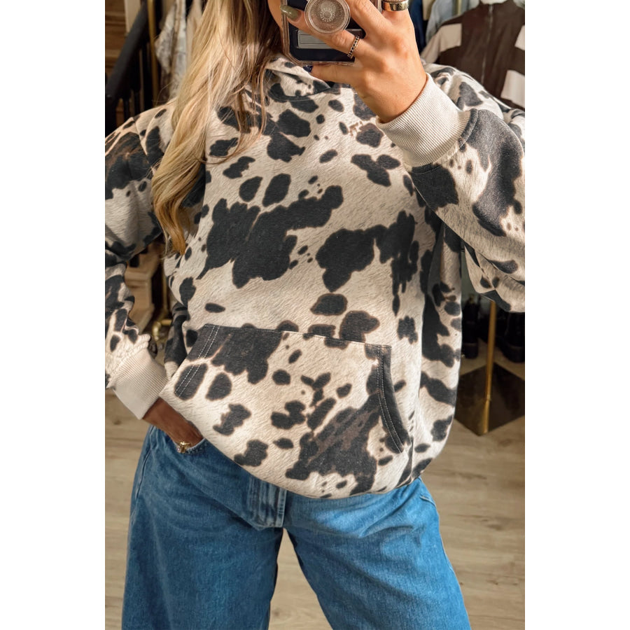 Multicolour Western Print Long Sleeve Pocket Regular Fit Hoodie Tops/Sweatshirts & Hoodies
