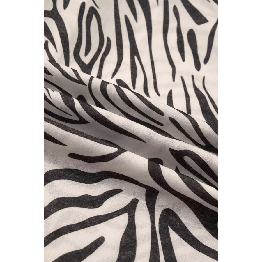 Multicolour Western Print Zebra Pattern Elastic Waist Pocket Pants Apparel and Accessories