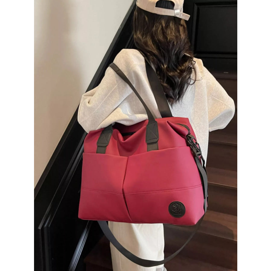 Multiple Pockets Travel Bag Burgundy / One Size Apparel and Accessories
