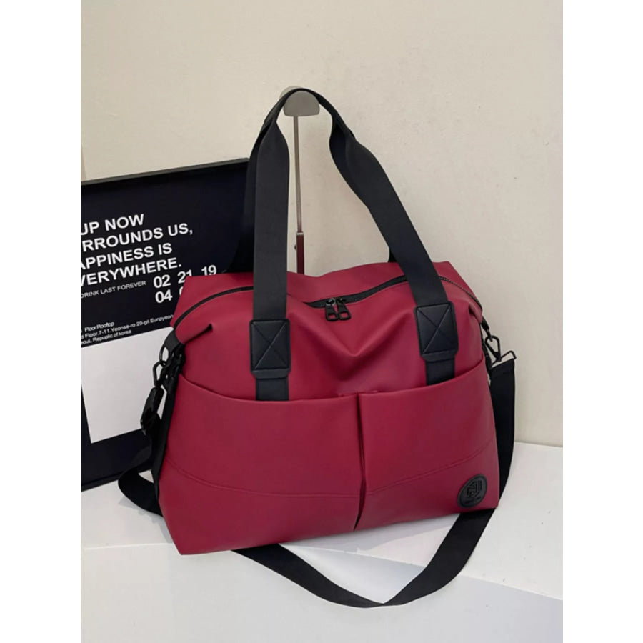 Multiple Pockets Travel Bag Burgundy / One Size Apparel and Accessories