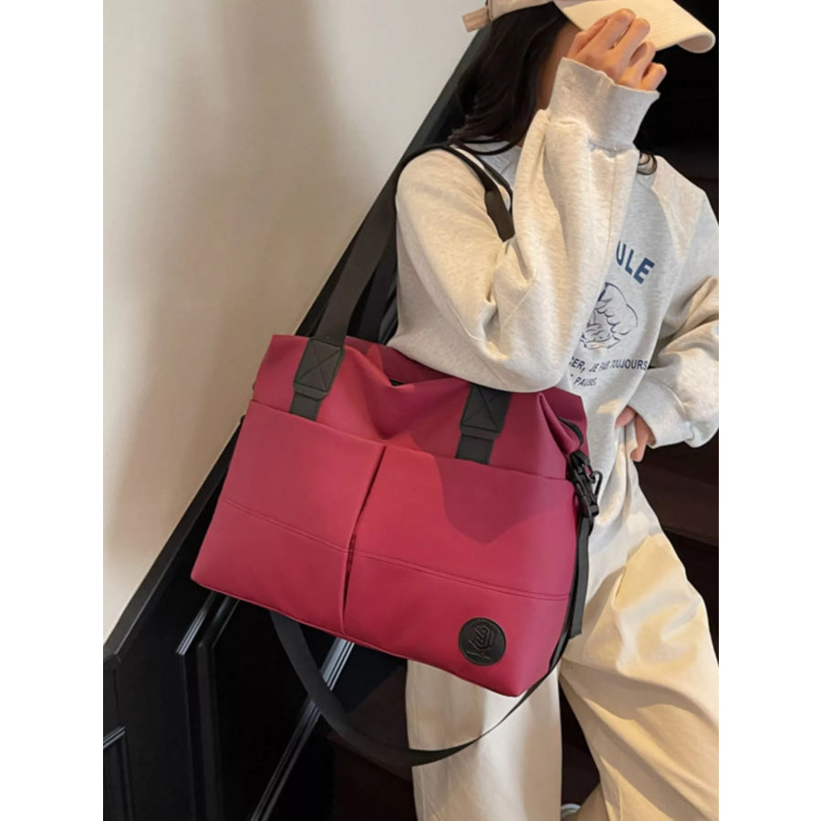 Multiple Pockets Travel Bag Burgundy / One Size Apparel and Accessories