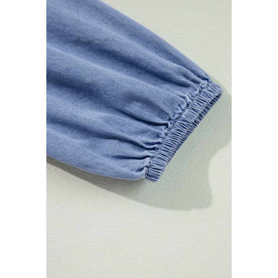 Myosotis Chambray Deep V Neck Bracelet Sleeve Maxi Dress Dresses/Maxi Dresses