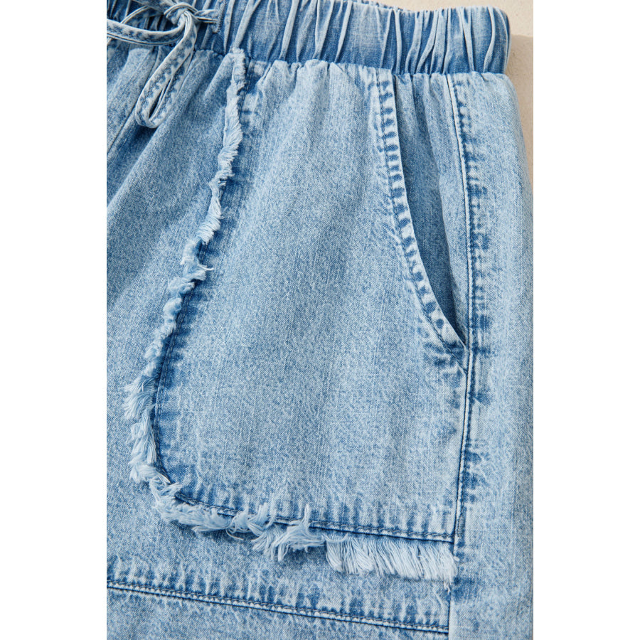 Myosotis Frayed Edge Casual Denim Shorts Bottoms/Denim Shorts