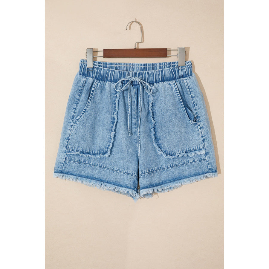 Myosotis Frayed Edge Casual Denim Shorts Bottoms/Denim Shorts