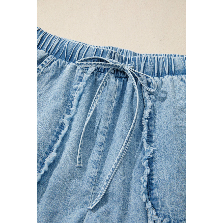 Myosotis Frayed Edge Casual Denim Shorts Bottoms/Denim Shorts