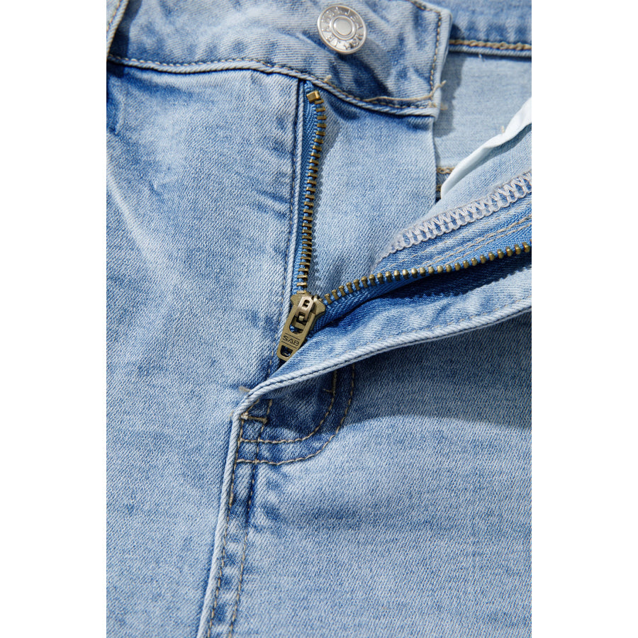 Myosotis Raw Hem Turnup Loose Ankle-length Jeans Bottoms/Jeans