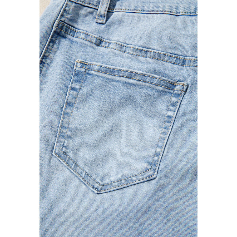Myosotis Raw Hem Turnup Loose Ankle-length Jeans Bottoms/Jeans