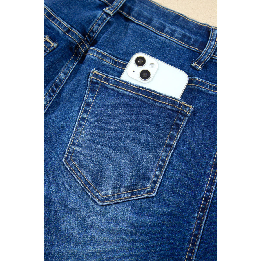 Myosotis Raw Hem Turnup Loose Ankle-length Jeans Bottoms/Jeans