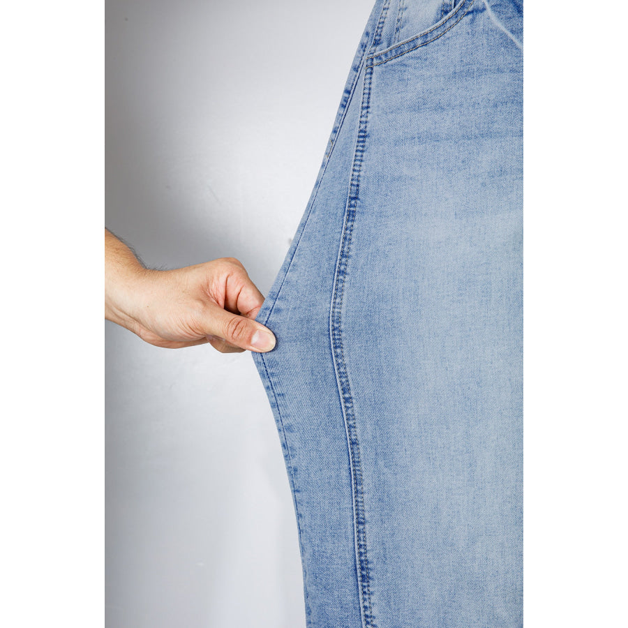 Myosotis Raw Hem Turnup Loose Ankle-length Jeans Bottoms/Jeans