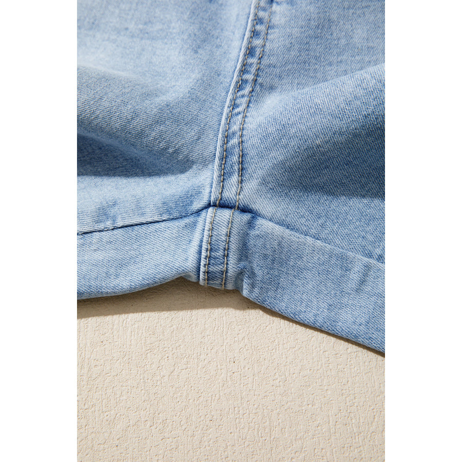 Myosotis Raw Hem Turnup Loose Ankle-length Jeans Bottoms/Jeans