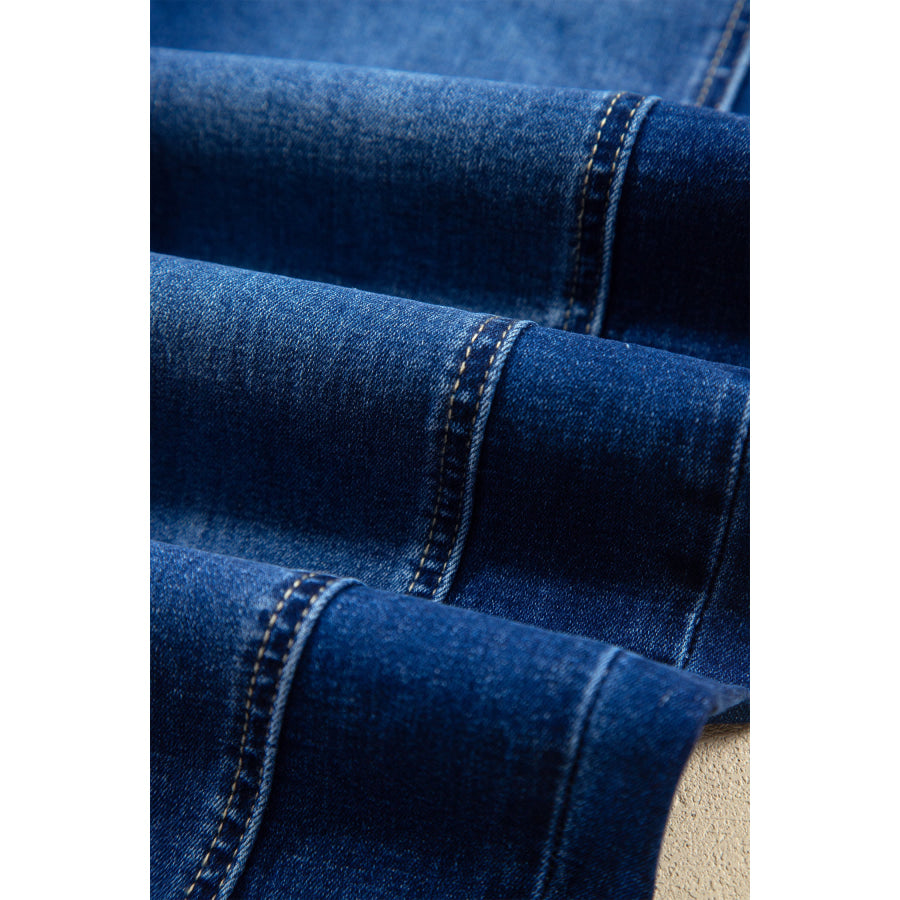 Myosotis Raw Hem Turnup Loose Ankle-length Jeans Bottoms/Jeans