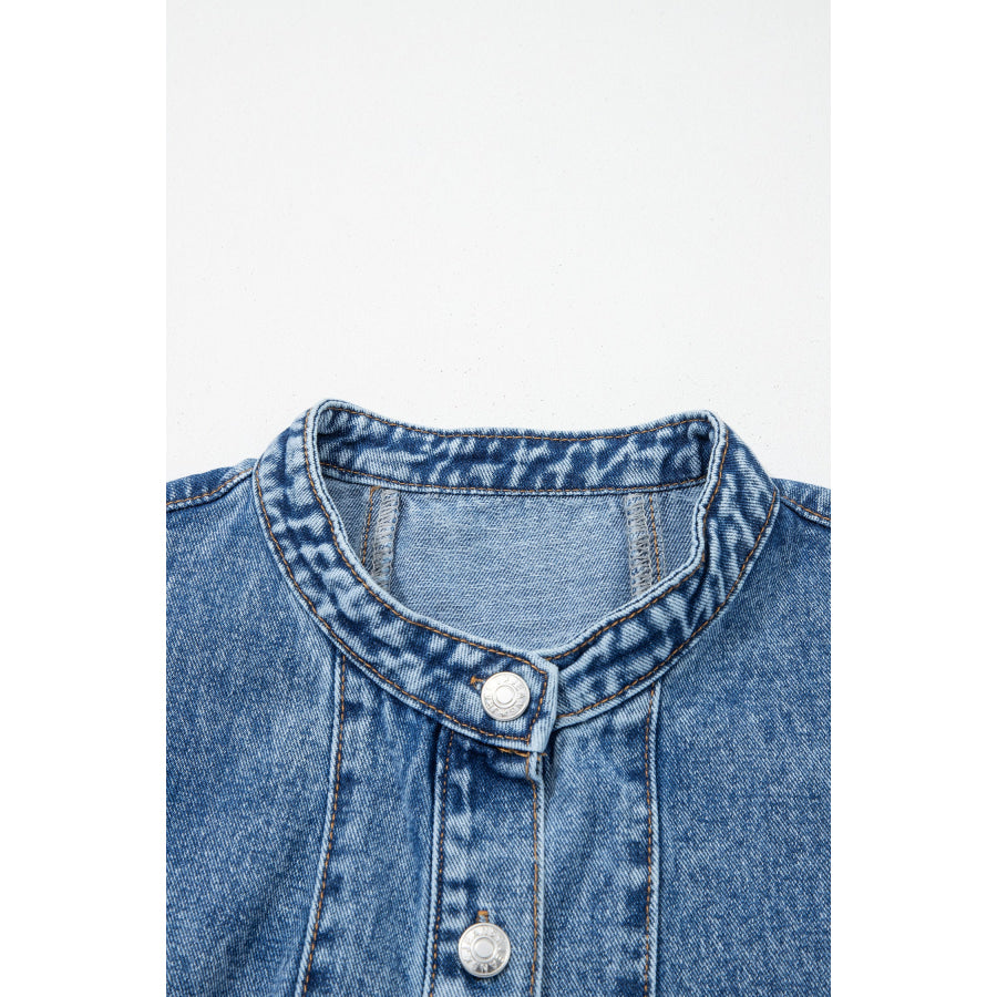 Myosotis Western Belt Button Down Sleeveless Denim Short Dress Dresses/Mini Dresses