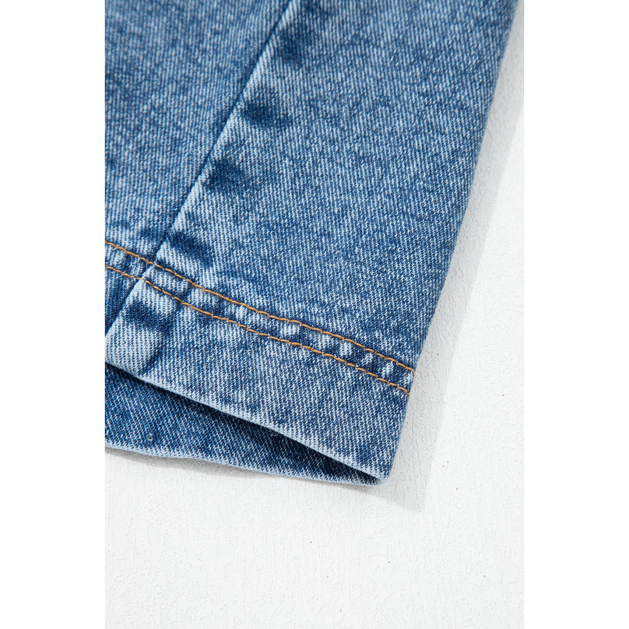 Myosotis Western Belt Button Down Sleeveless Denim Short Dress Dresses/Mini Dresses