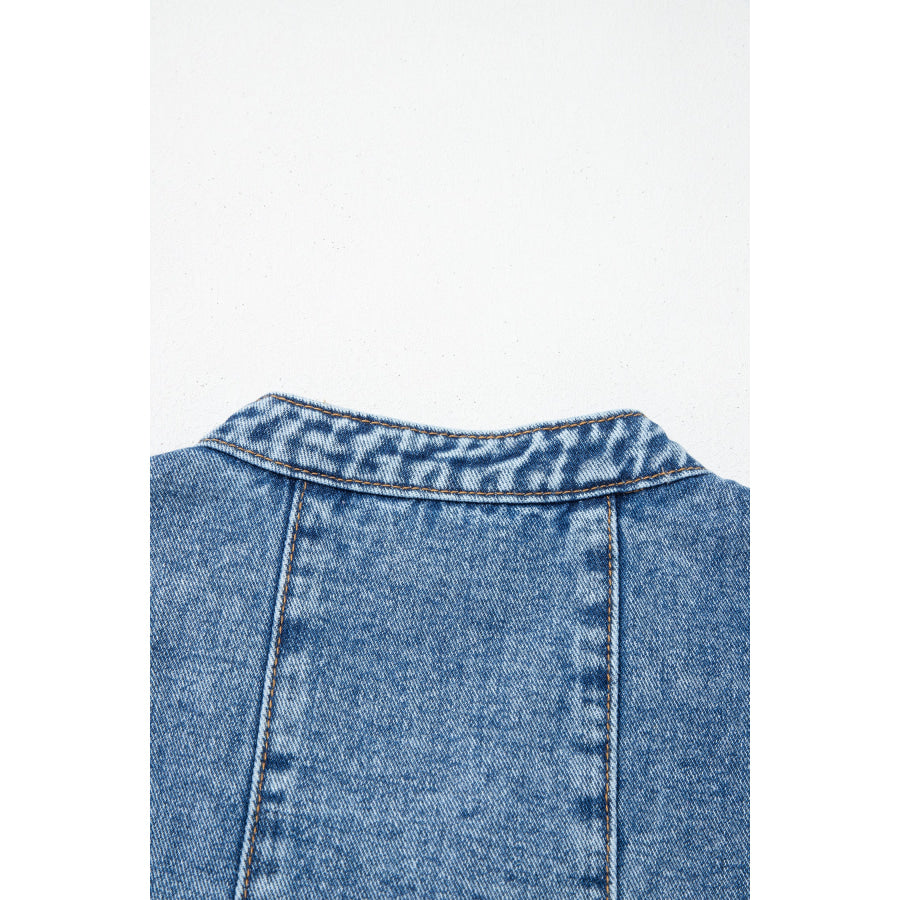 Myosotis Western Belt Button Down Sleeveless Denim Short Dress Dresses/Mini Dresses