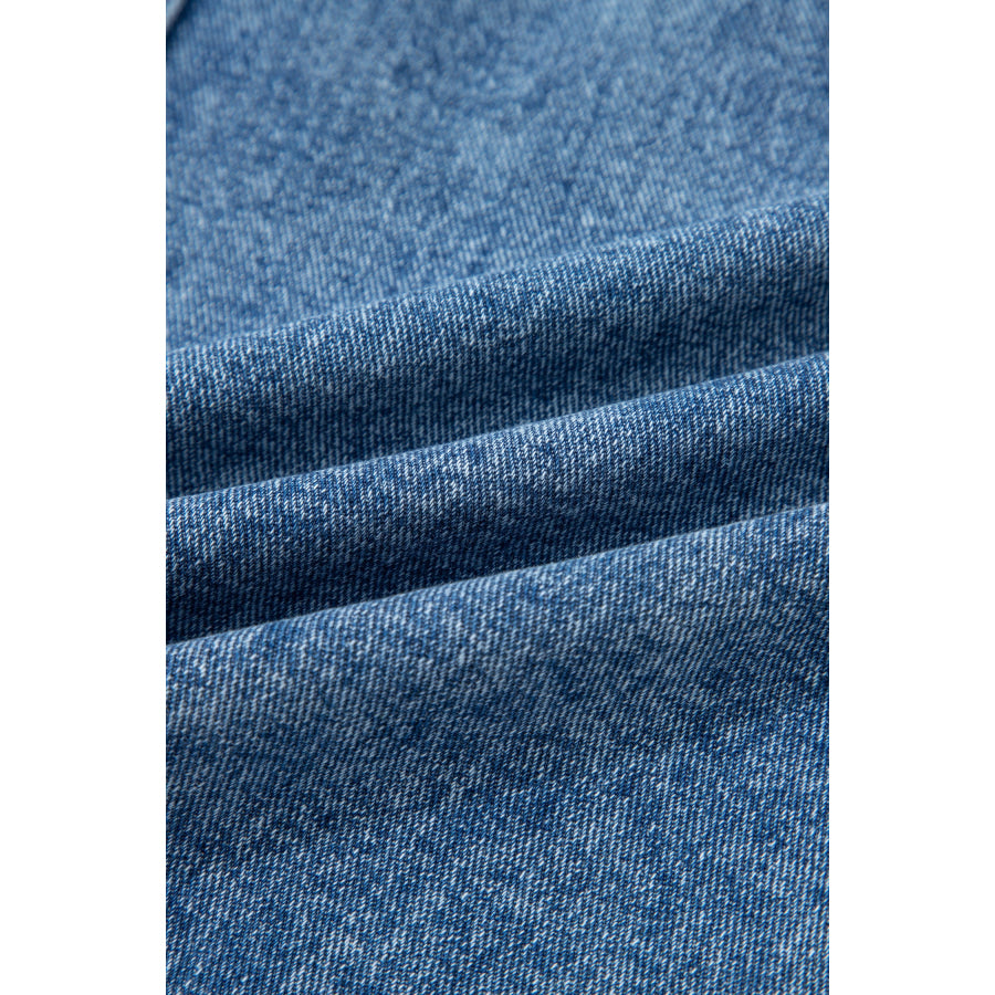 Myosotis Western Belt Button Down Sleeveless Denim Short Dress Dresses/Mini Dresses