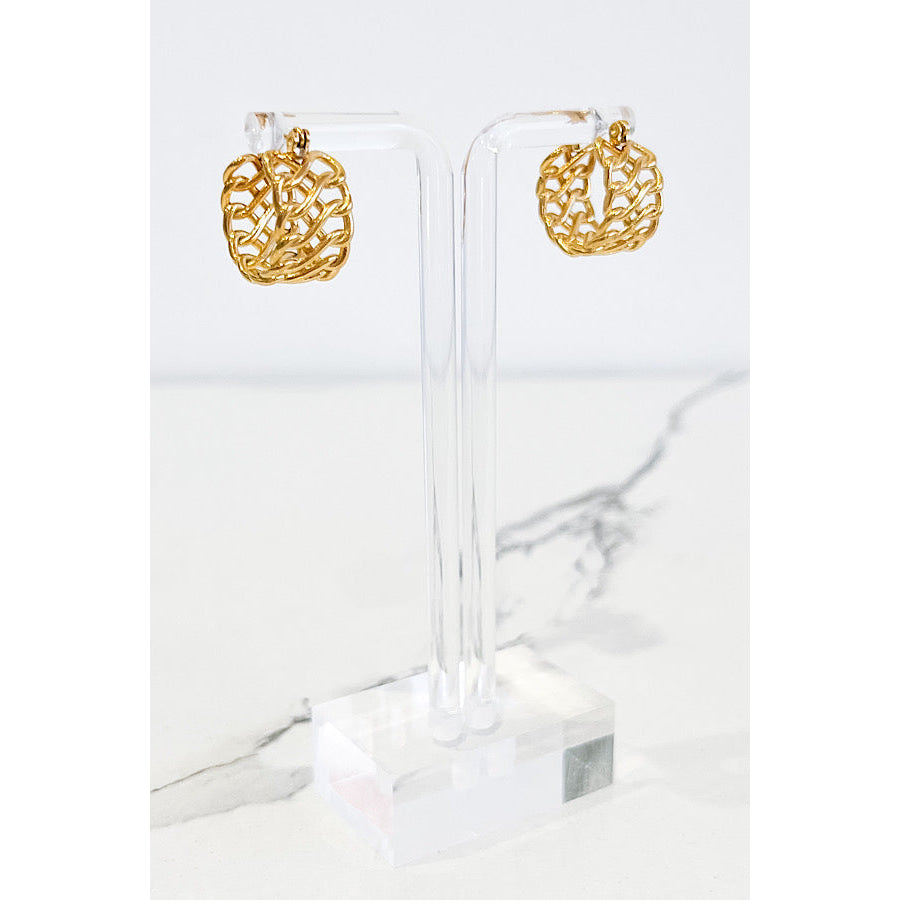 Natural Elements Gold Basketweave Hoop Earrings WS 630 Jewelry