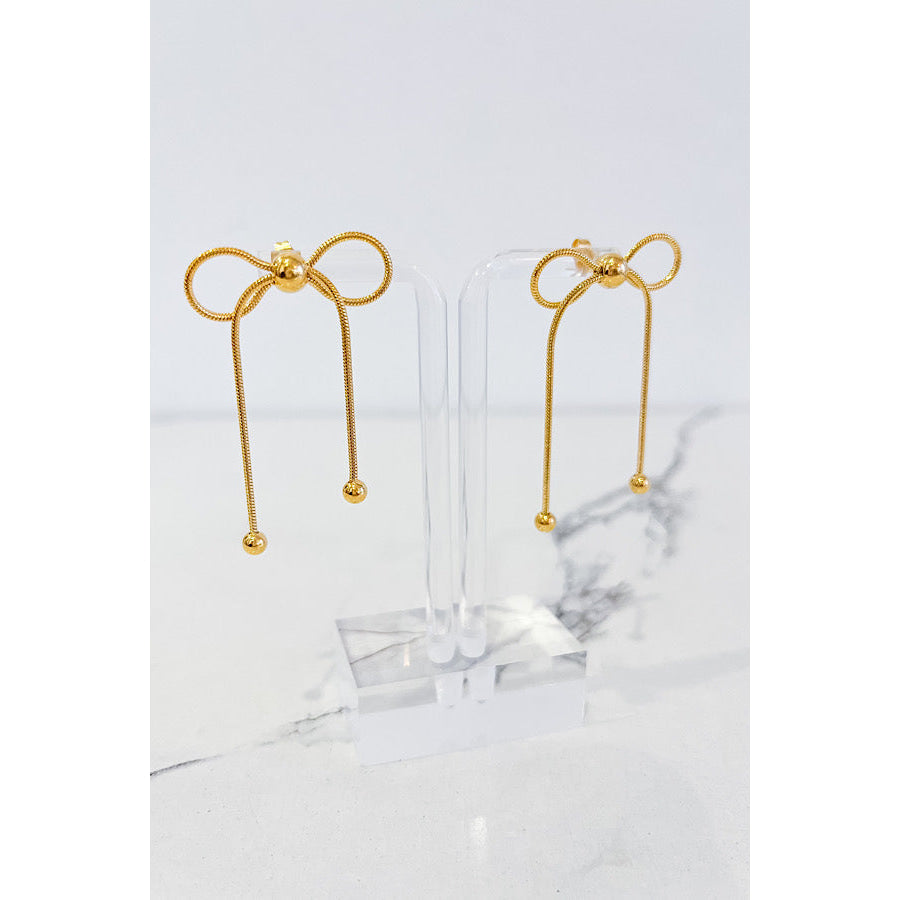 Natural Elements Gold Dangle Bow Earrings - ETA 2/16 WS 630 Jewelry