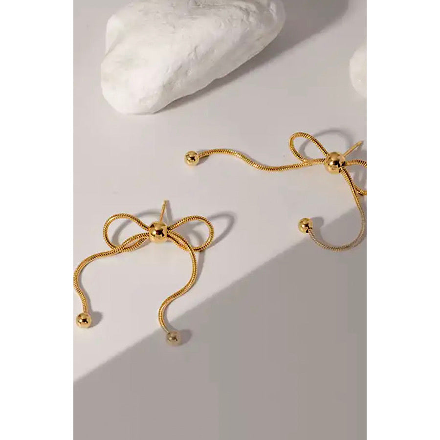 Natural Elements Gold Dangle Bow Earrings - ETA 2/16 WS 630 Jewelry