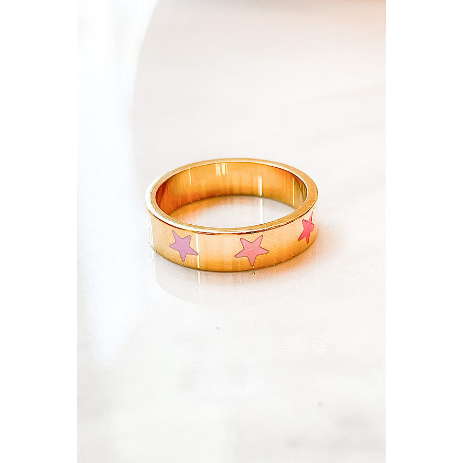 Natural Elements Gold Pink Star Ring WS 630 Jewelry