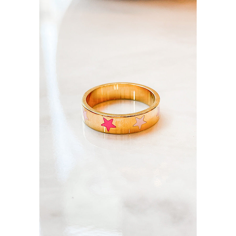Natural Elements Gold Pink Star Ring WS 630 Jewelry