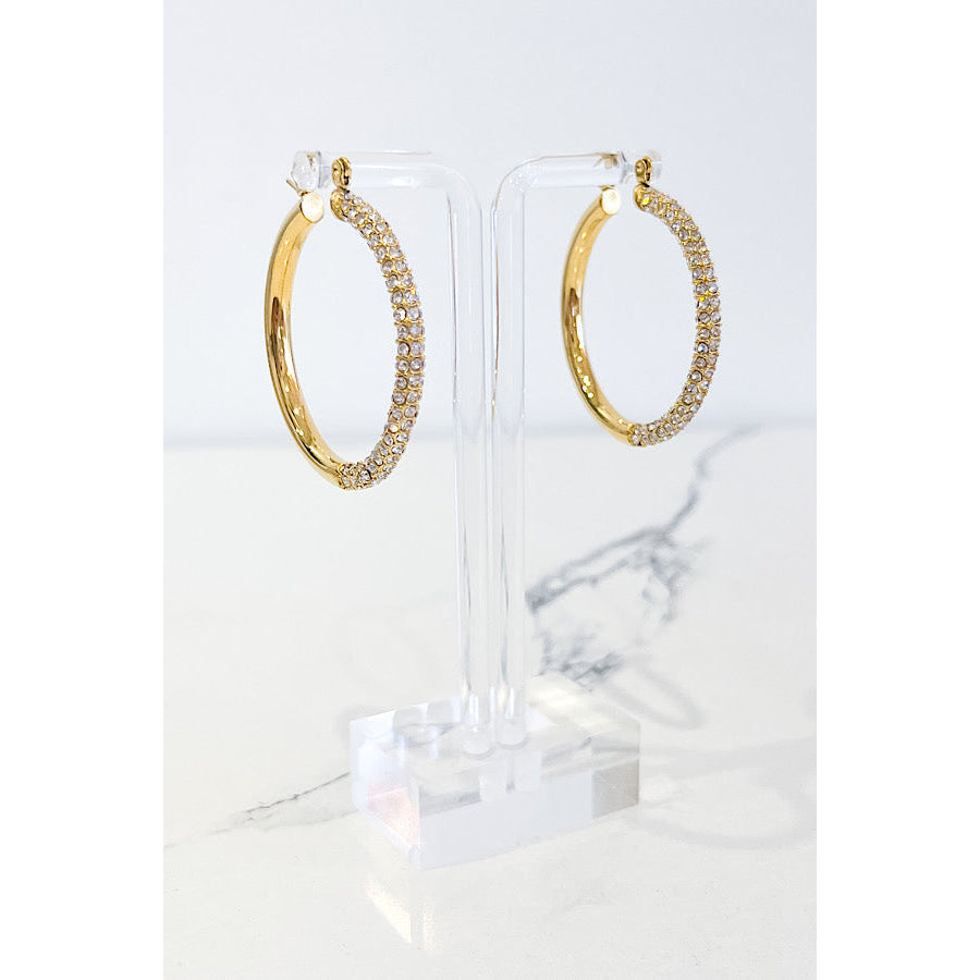 Natural Elements Gold Rhinestone Hoop Earrings WS 630 Jewelry