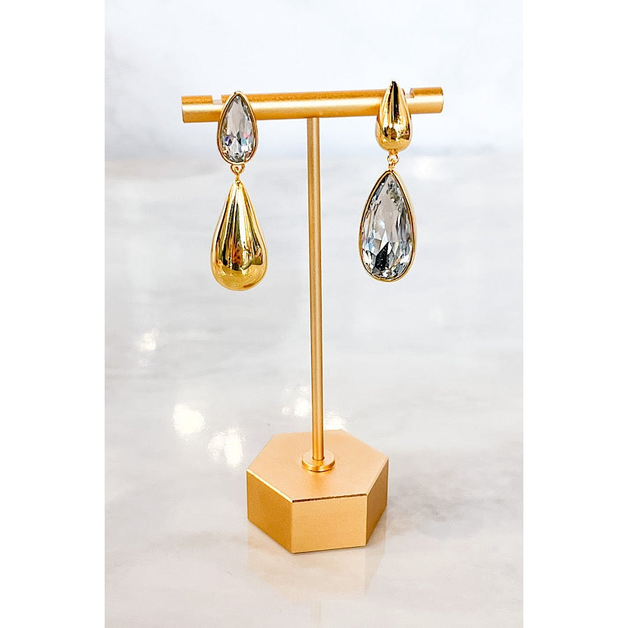 Natural Elements Gold Teardrop Stone Earrings WS 630 Jewelry