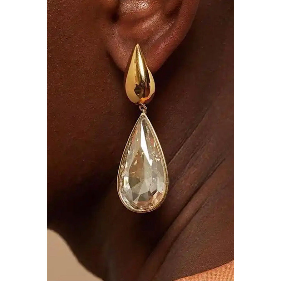 Natural Elements Gold Teardrop Stone Earrings WS 630 Jewelry