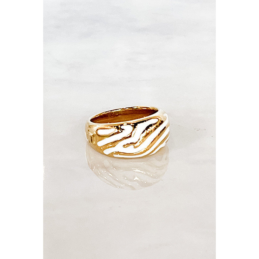 Natural Elements Gold Zebra Enamel Ring WS 630 Jewelry