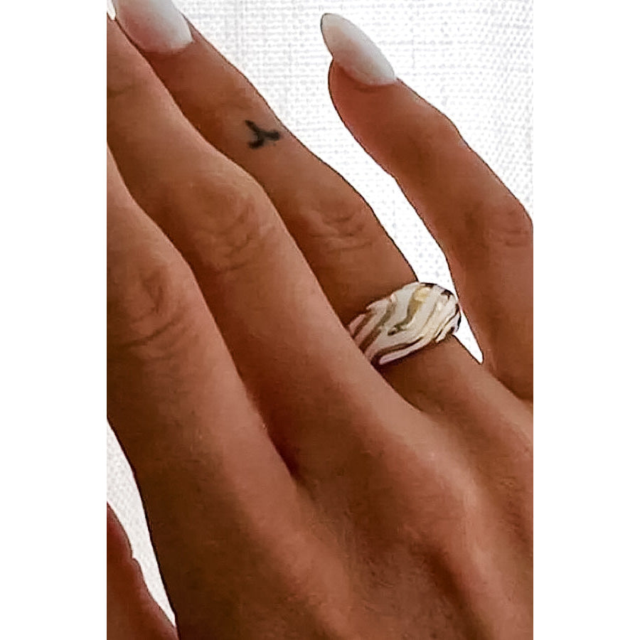 Natural Elements Gold Zebra Enamel Ring WS 630 Jewelry