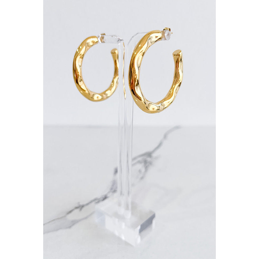Natural Elements Hammered Gold Hoop Earrings WS 630 Jewelry