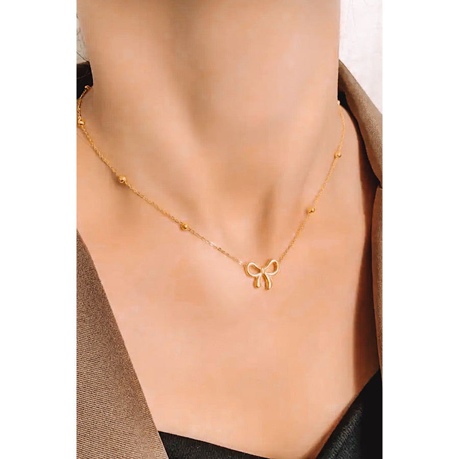 Natural Elements Small Gold Bow Necklace - ETA 2/16 WS 630 Jewelry
