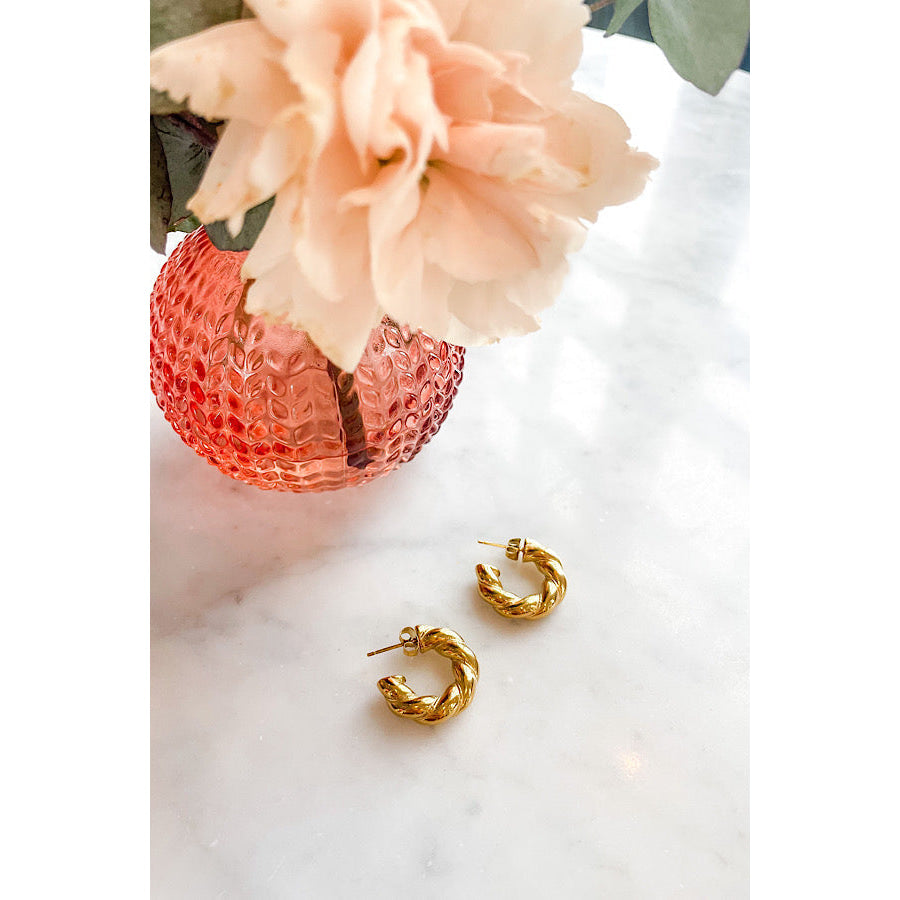 Natural Elements Twist Gold Hoop Earrings WS 630 Jewelry