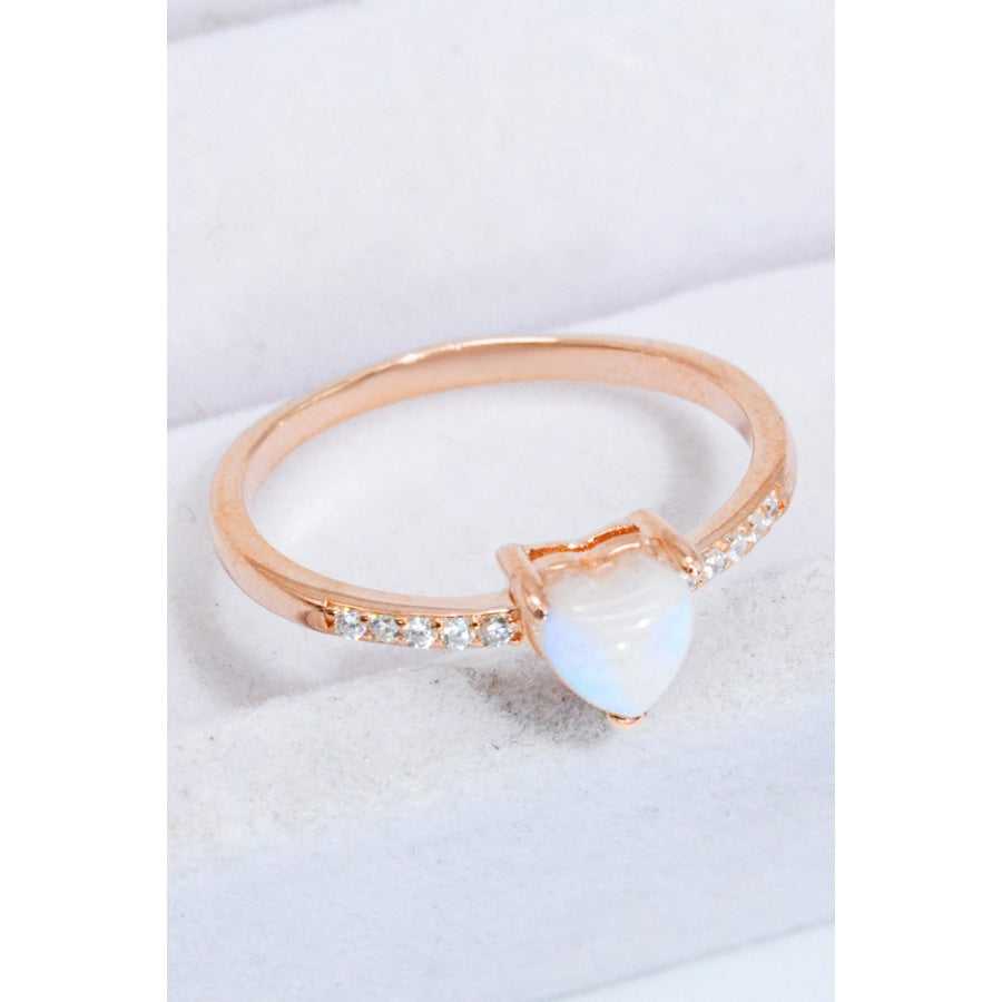 Natural Moonstone Heart 18K Rose Gold-Plated Ring Rose Gold / 6