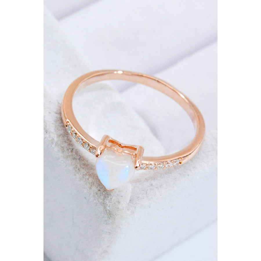 Natural Moonstone Heart 18K Rose Gold-Plated Ring