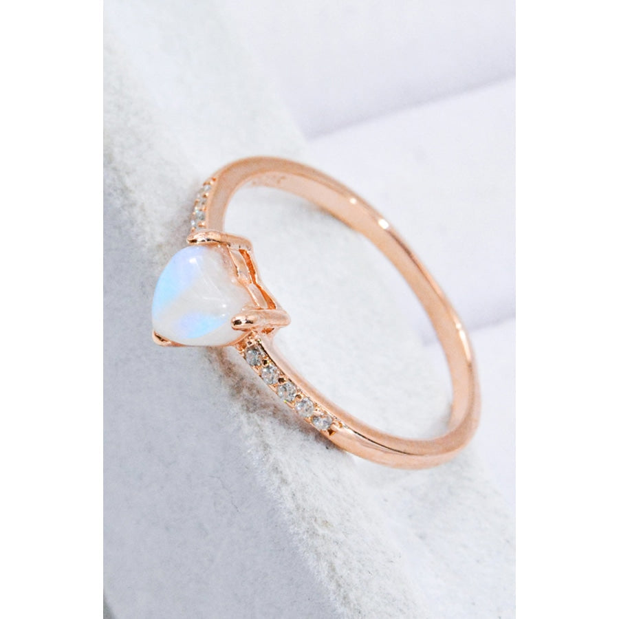 Natural Moonstone Heart 18K Rose Gold-Plated Ring