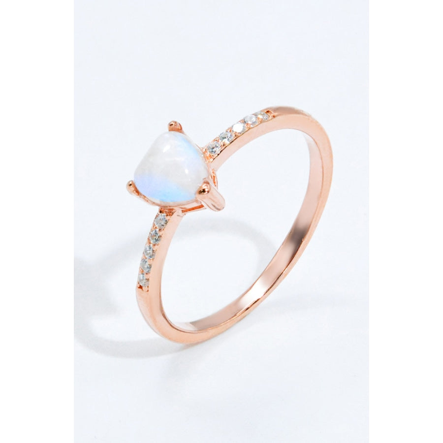 Natural Moonstone Heart 18K Rose Gold-Plated Ring