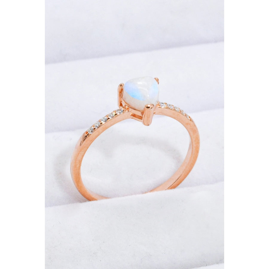 Natural Moonstone Heart 18K Rose Gold-Plated Ring