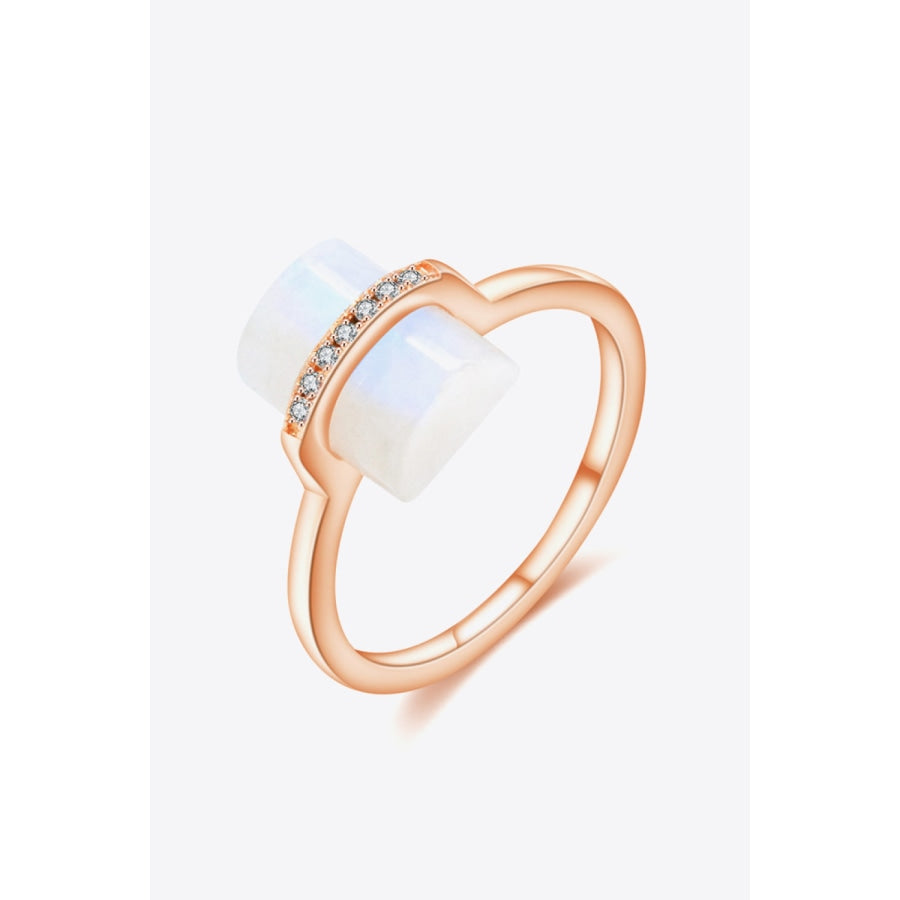 Natural Moonstone Platinum-Plated Ring Rose Gold / 7