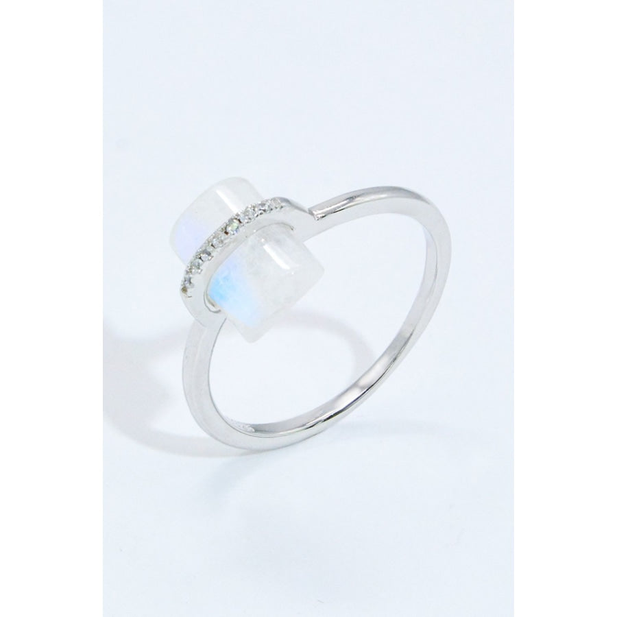 Natural Moonstone Platinum-Plated Ring Silver / 6