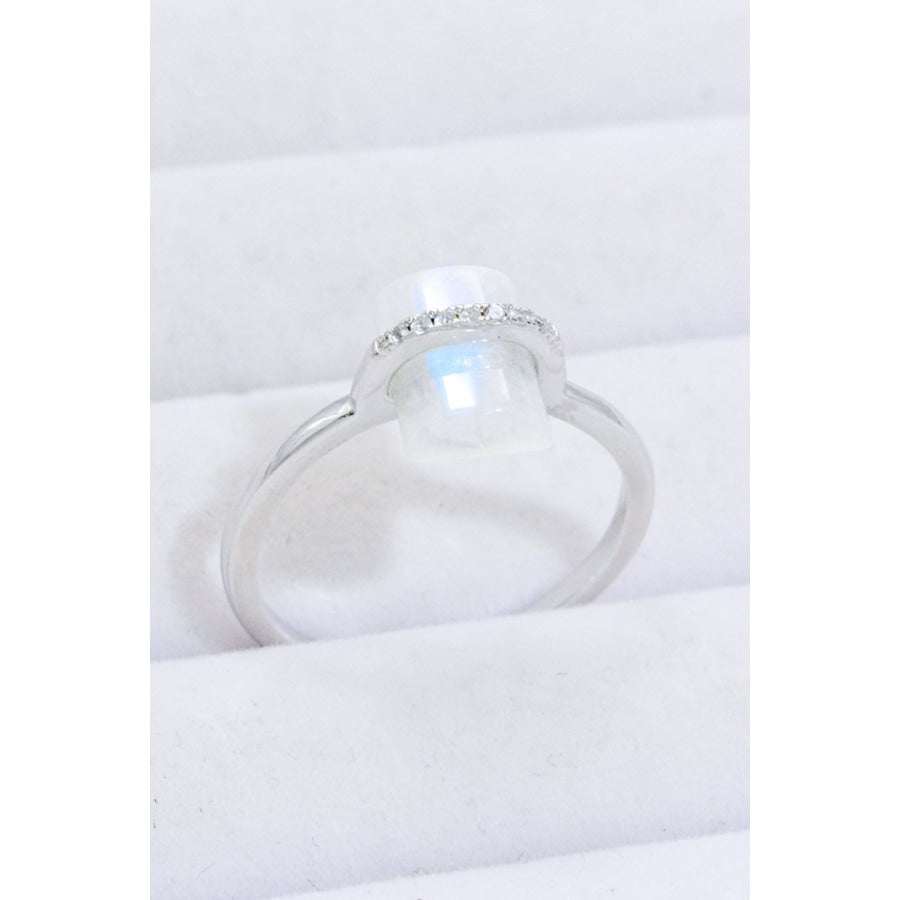 Natural Moonstone Platinum-Plated Ring